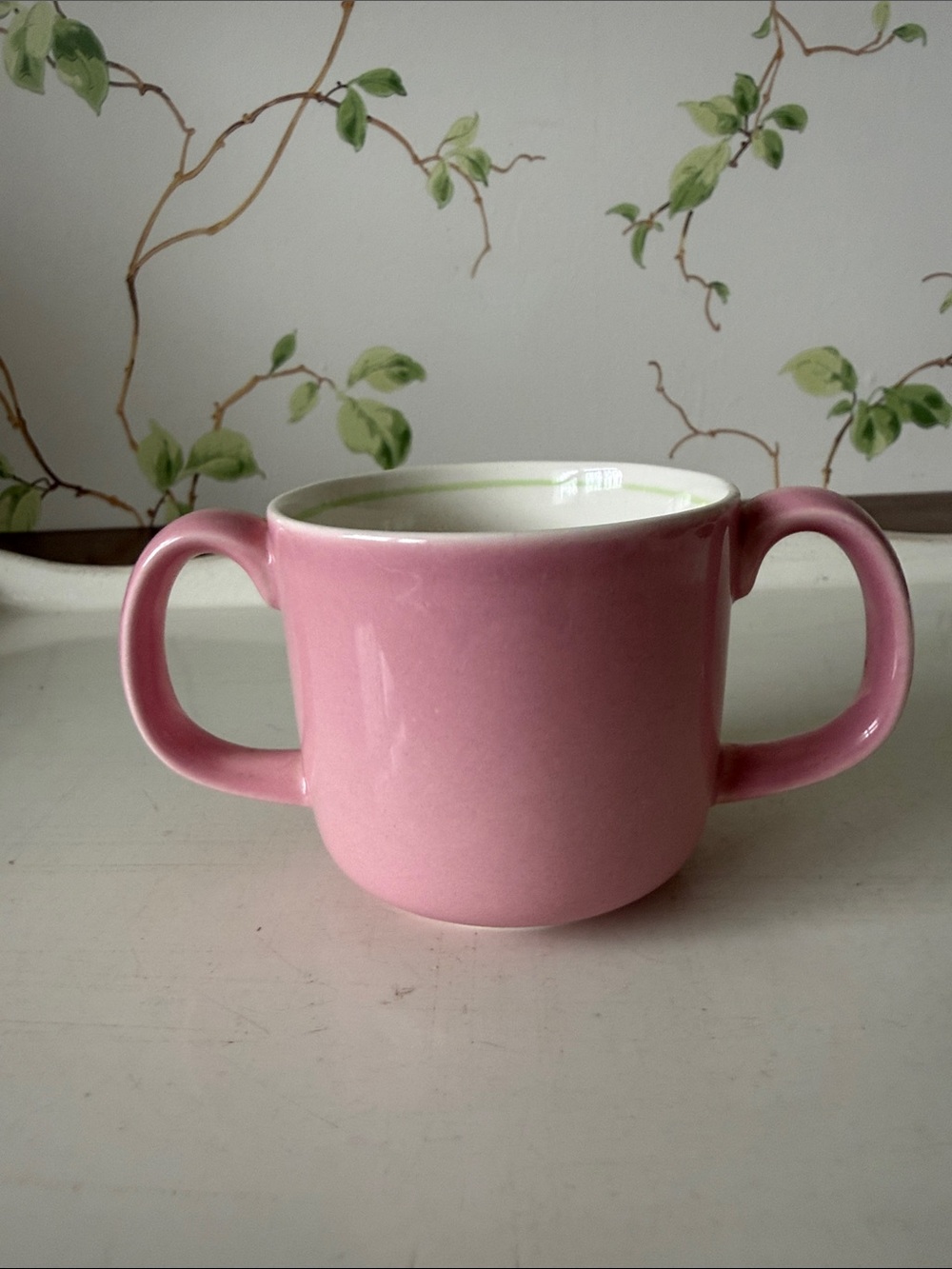 Vintage Mikasa Bo-Peep Pink Ceramic Double-Handled Cup - Japan